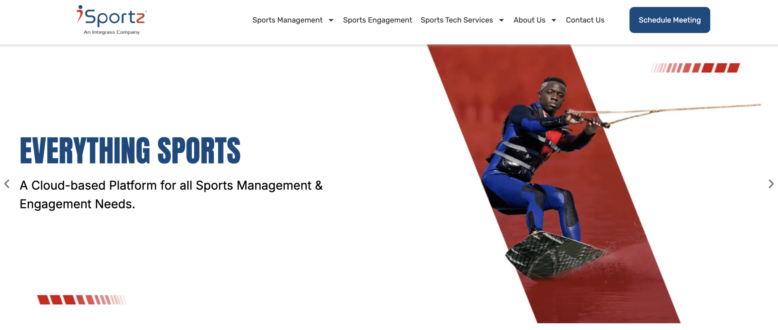 Screenshot of iSportz's homepage